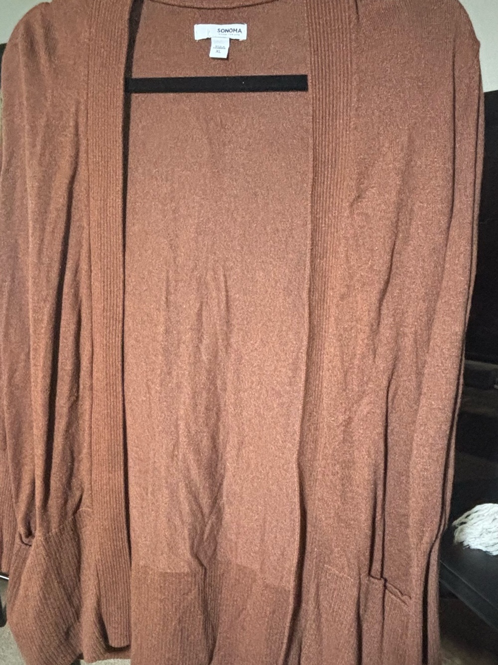 Sonoma Rust Brown Open-Front Women's Cardigan